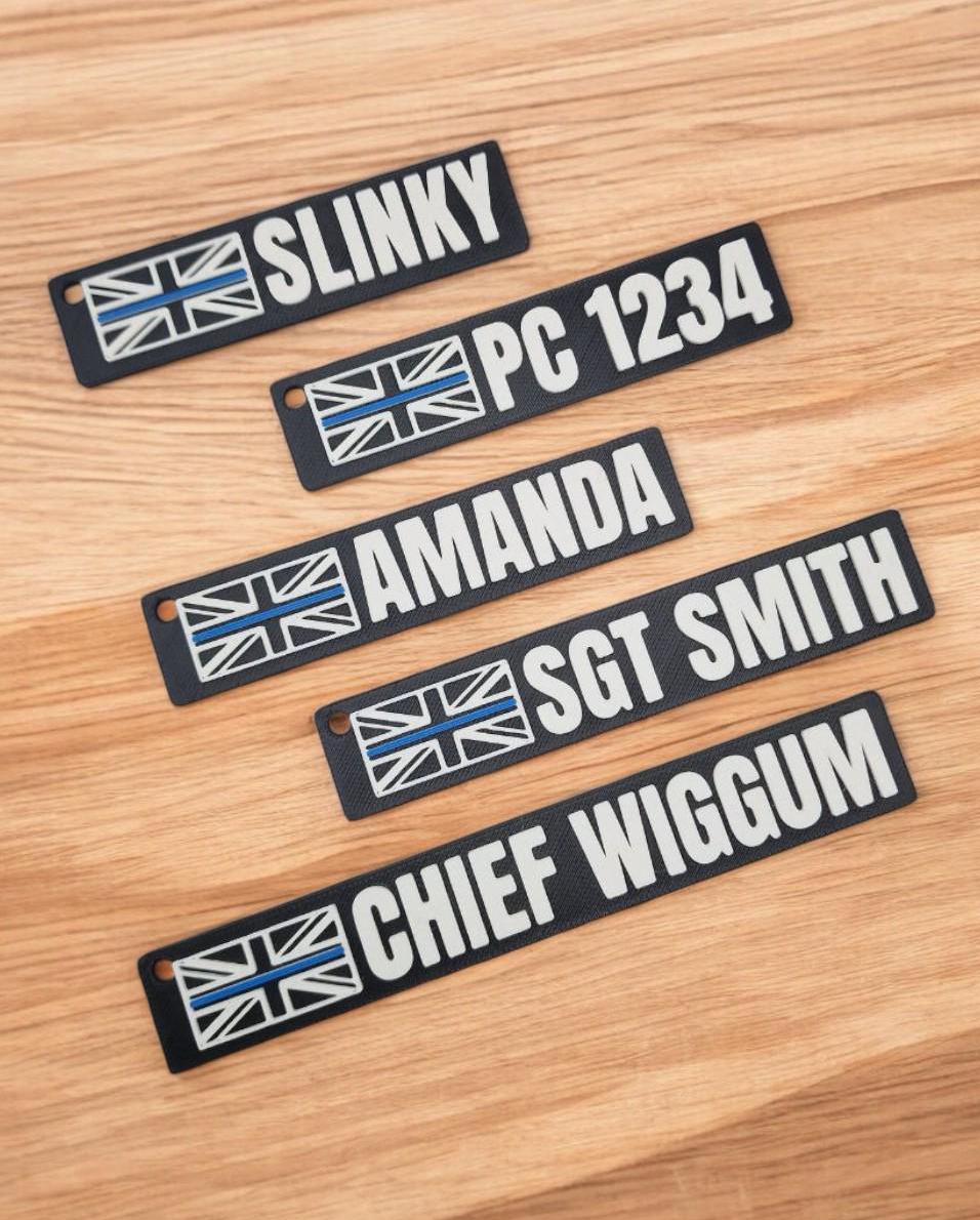 Personalised UK Police Keychain – Union Jack with Thin Blue Line - Customised Police Present, Unique Gift for Metropolitan Police, PCSO