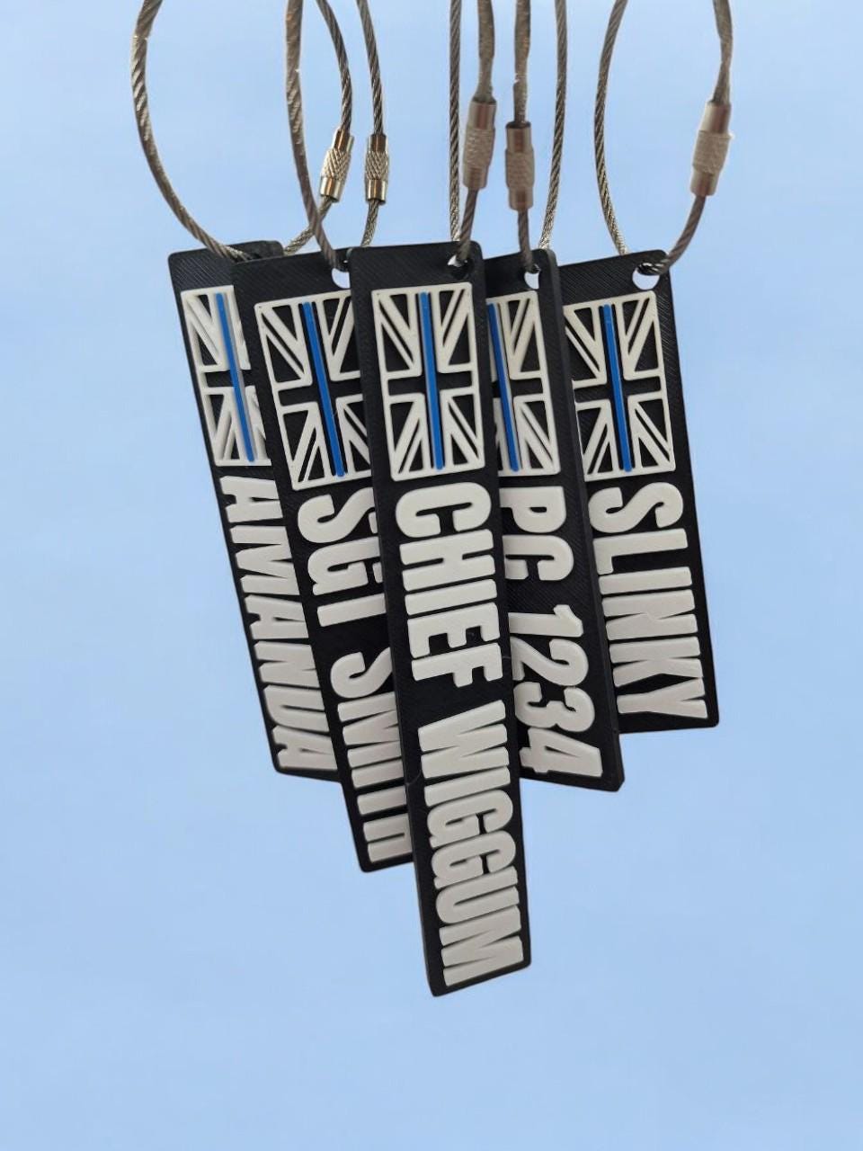 Personalised UK Police Keychain – Union Jack with Thin Blue Line - Customised Police Present, Unique Gift for Metropolitan Police, PCSO