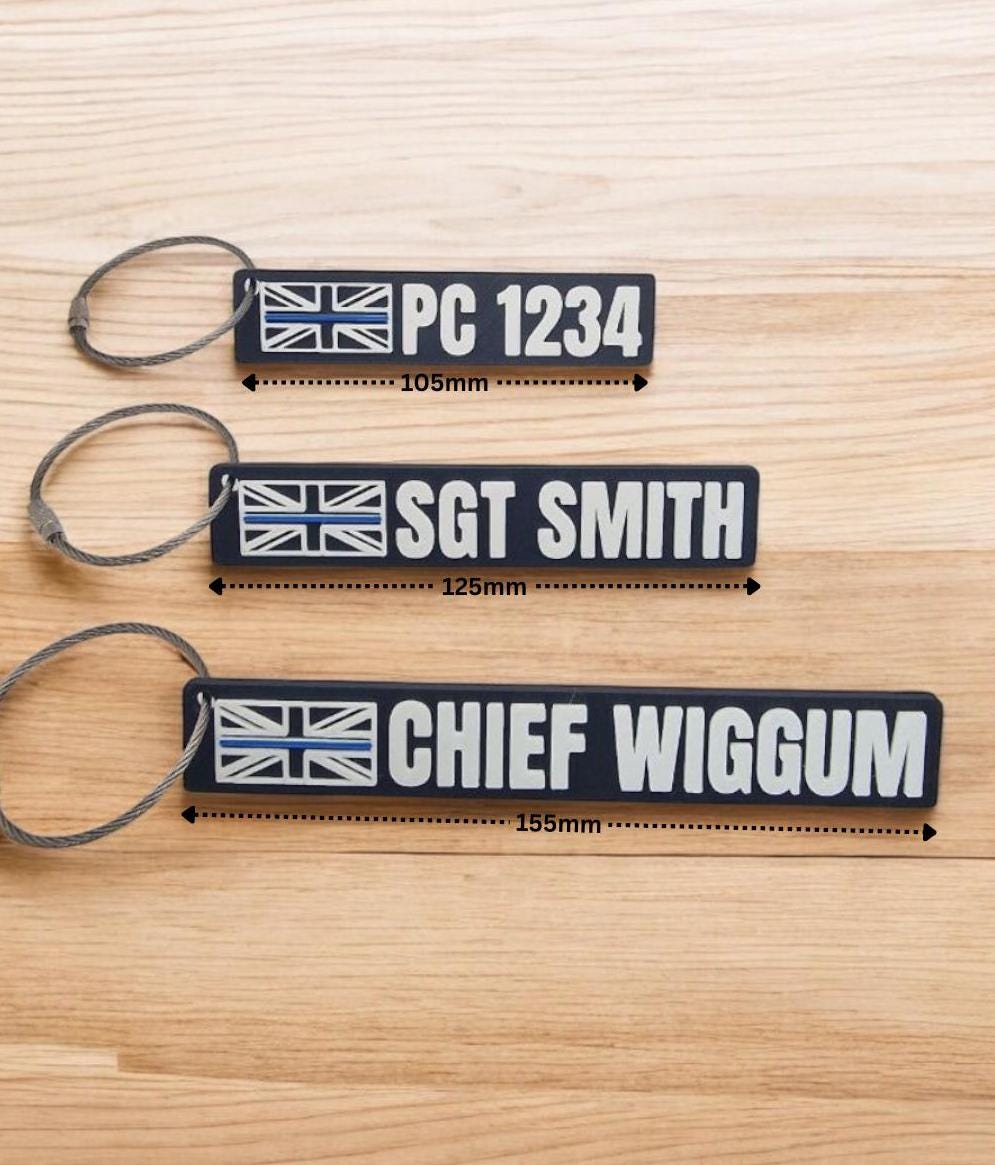 Personalised UK Police Keychain – Union Jack with Thin Blue Line - Customised Police Present, Unique Gift for Metropolitan Police, PCSO