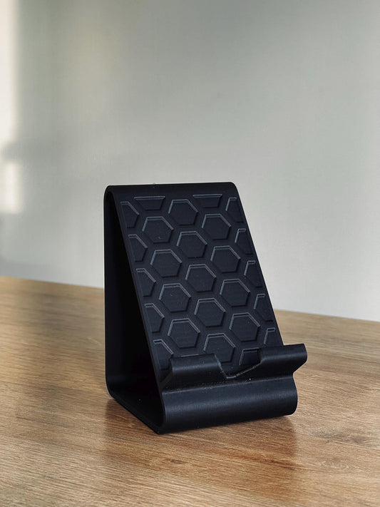 Hexagonal Pattern Black Phone Stand – Strong and Durable with Non-slip base - Geometric Patterns