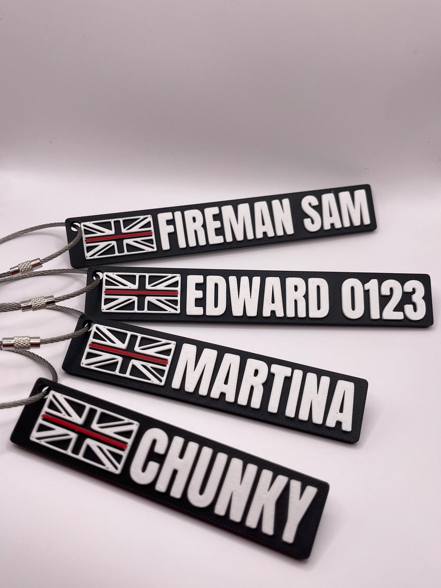 Personalised Firefighter Keychain – Custom Thin Red Line Gift for Firefighters